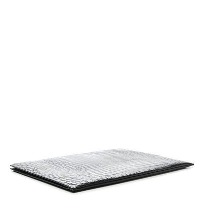 Saint Laurent Calfskin Crocodile Embossed Document Holder Black 4 of 8