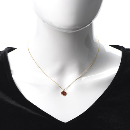 Van Cleef & Arpels 18K Rose Gold Carnelian Sweet Alhambra Pendant Necklace 2 of 7