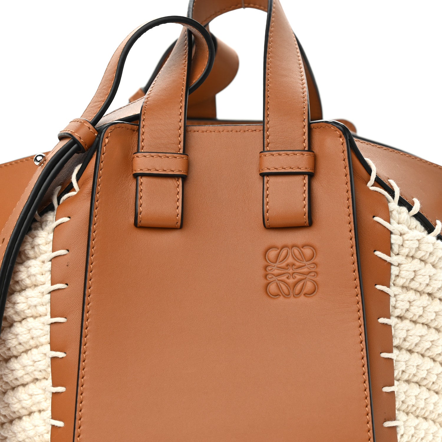 Loewe Calfskin Crochet Small Hammock Shoulder Bag Tan Natural 8 of 10