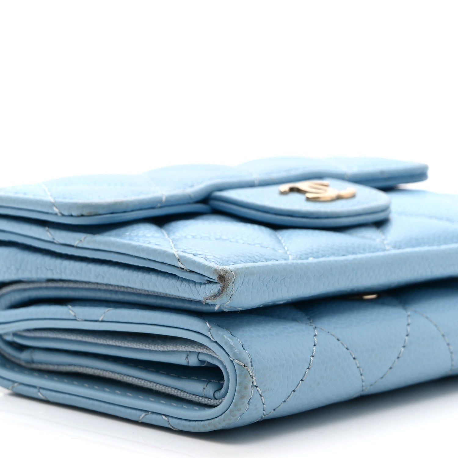 Chanel Caviar Quilted Double Flap Wallet Light Blue 8 of 10