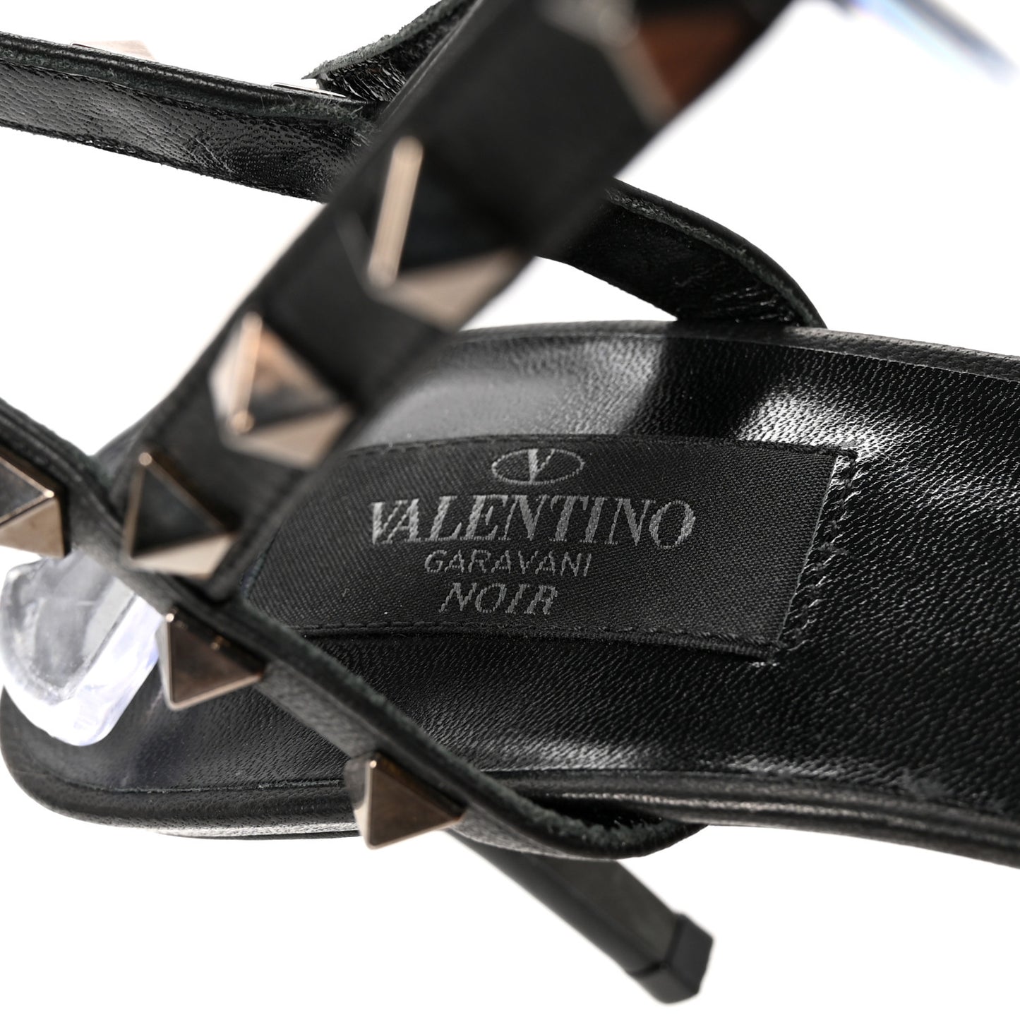 Calfskin Nappa Monochrome Rockstud Ankle Strap 65mm Pumps 37.5 Black