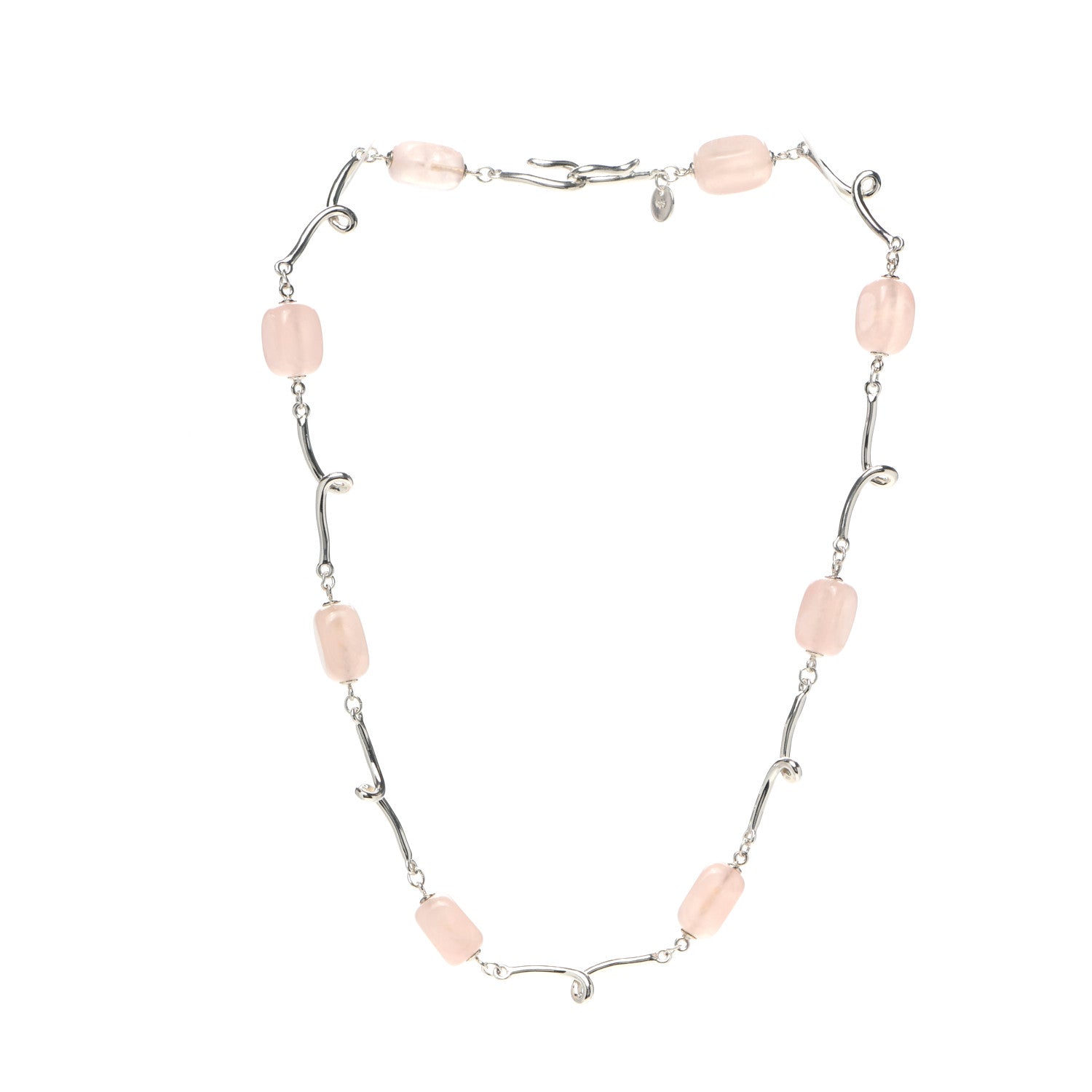 Tiffany Sterling Silver Rose Quartz Twirl Necklace 3 of 5