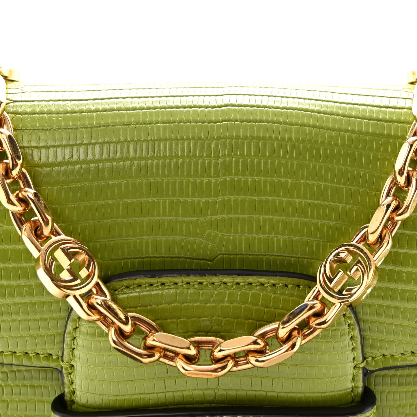 Lizard Mini Horsebit 1955 Shoulder Bag Green