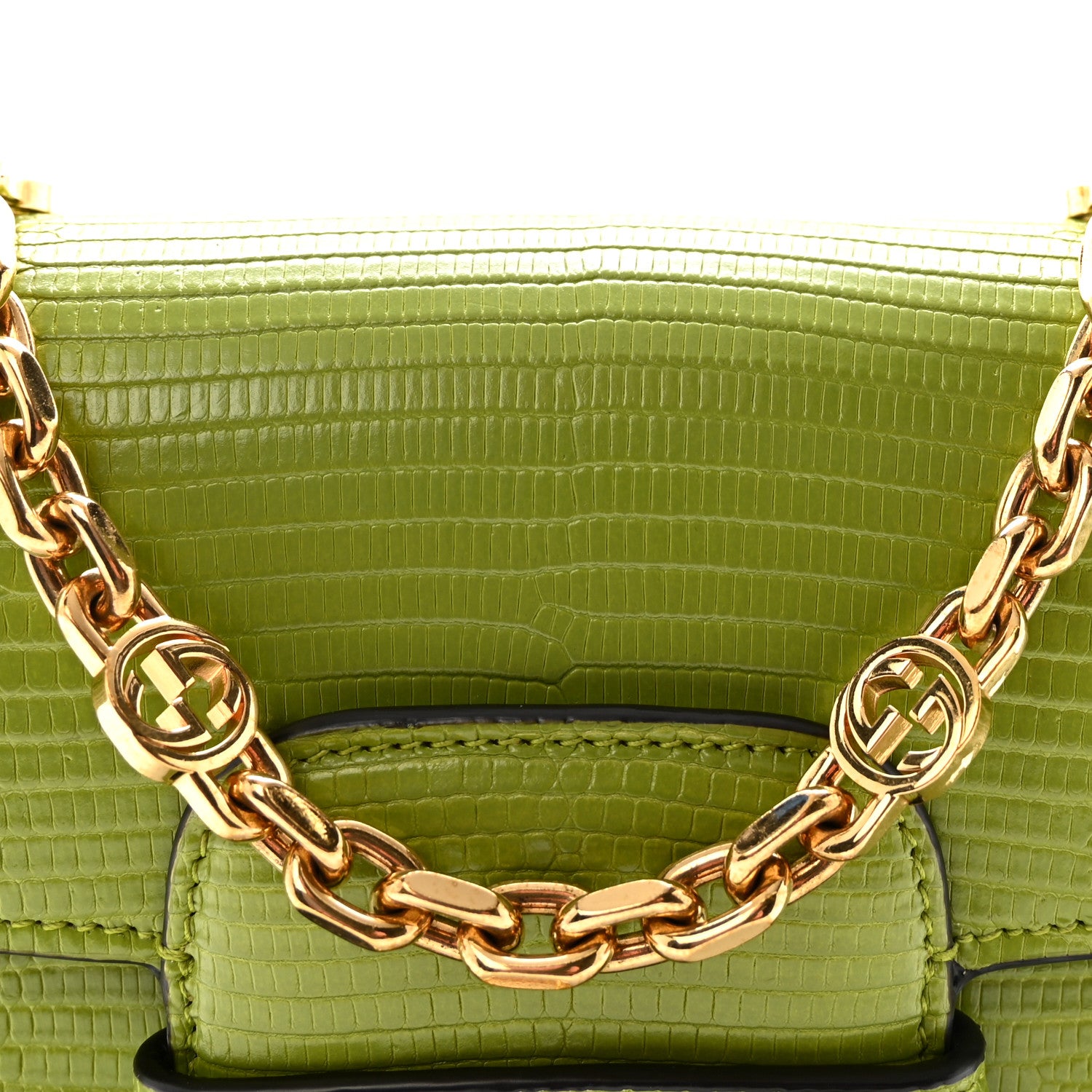 Gucci Lizard Mini Horsebit 1955 Shoulder Bag Green 8 of 10