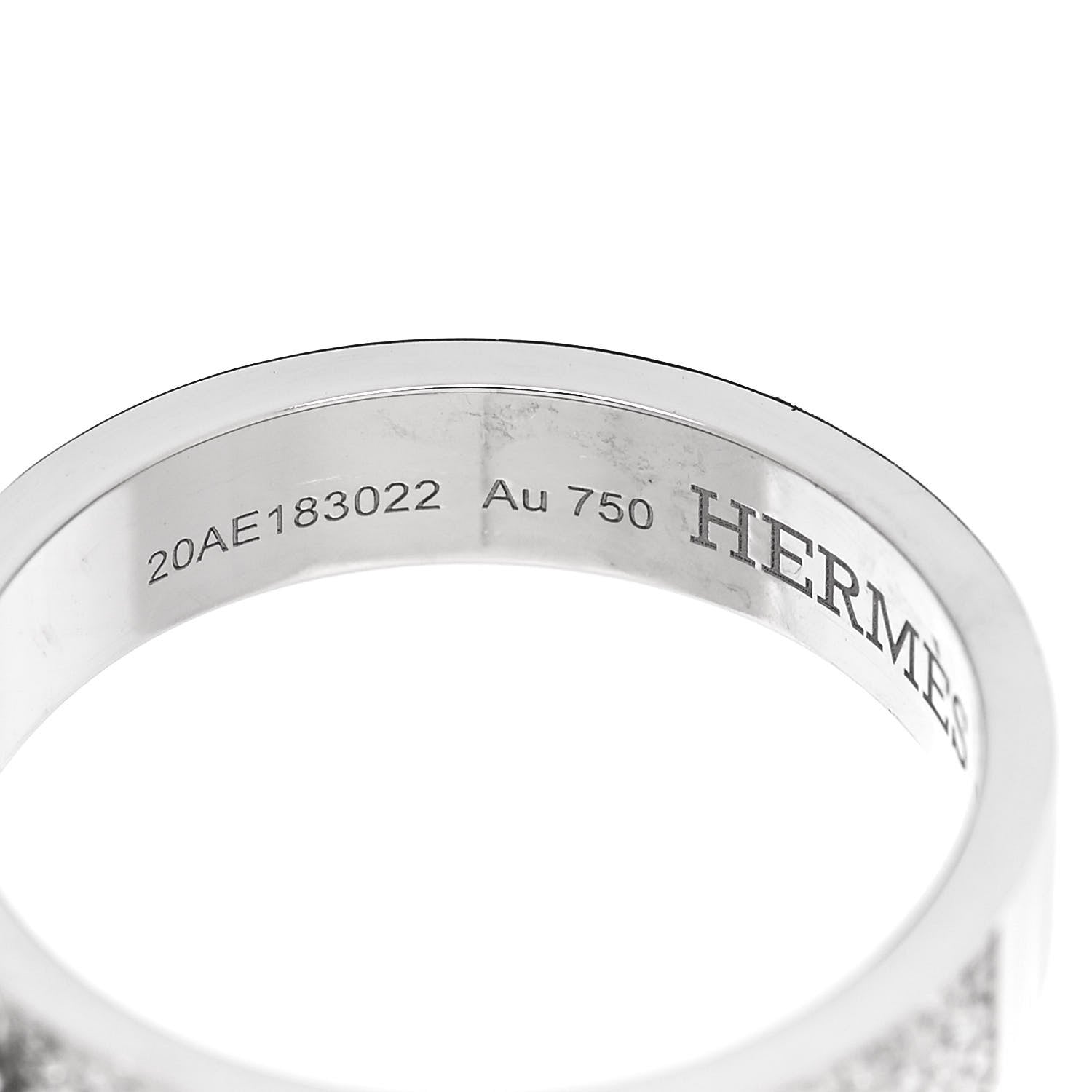 Hermes 18K White Gold Diamond MM Kelly Clochette Ring 54 7 4 of 6
