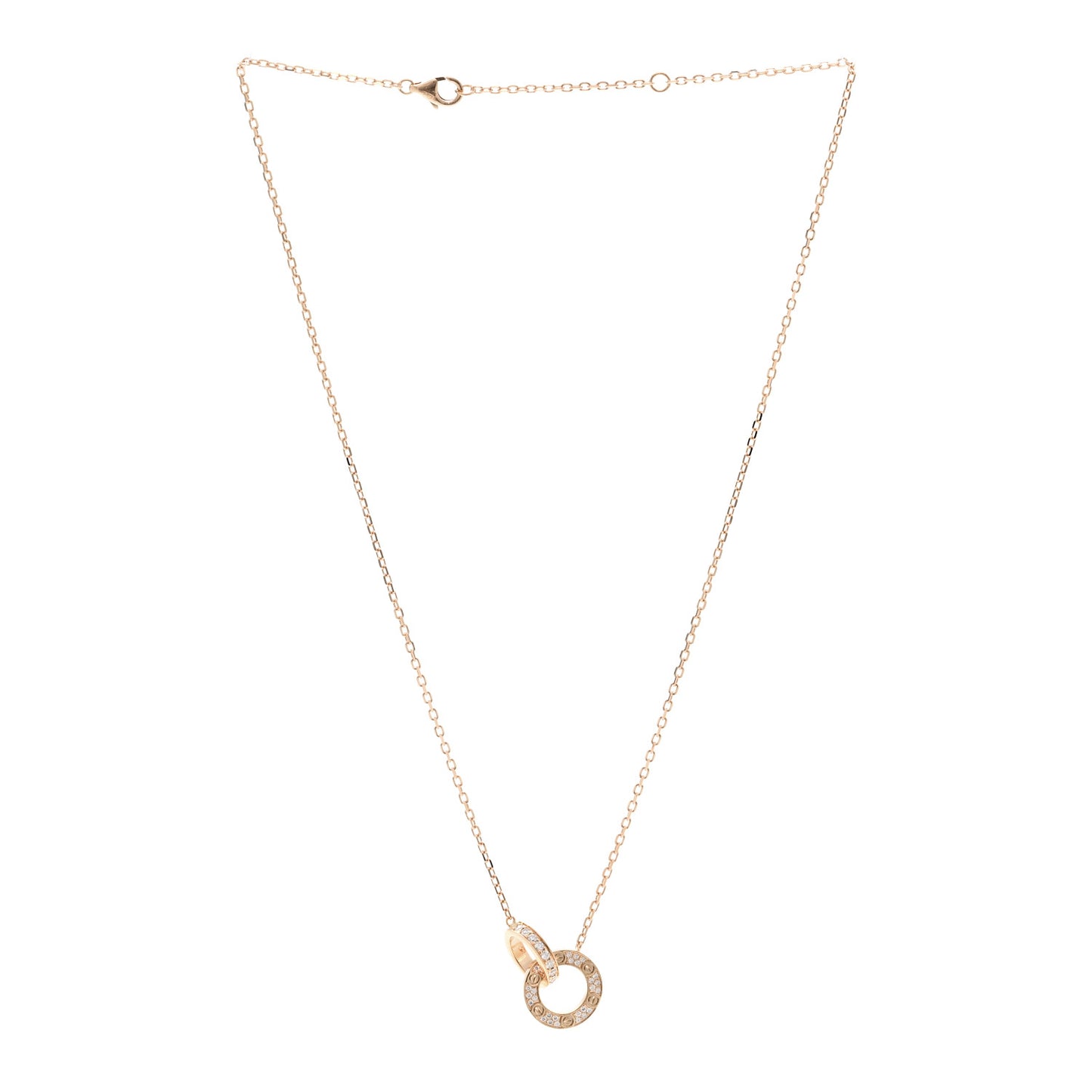 18K Pink Gold Diamond Interlocking LOVE Paved Necklace