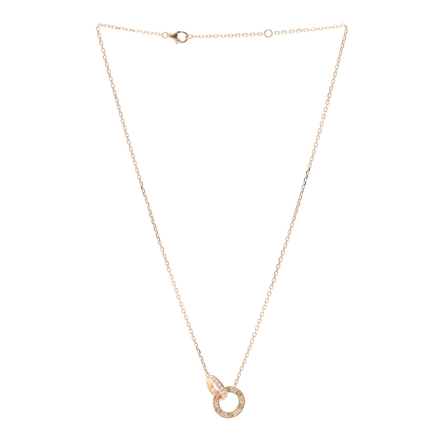 Cartier 18K Pink Gold Diamond Interlocking LOVE Paved Necklace 3 of 4