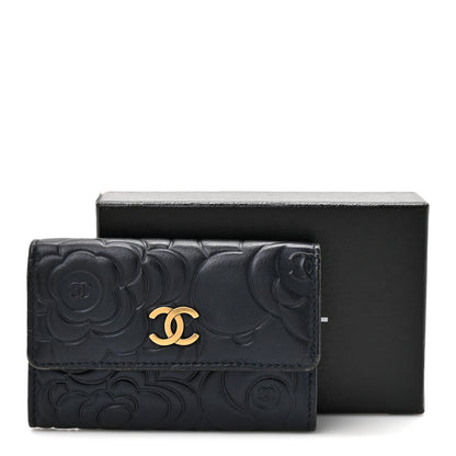 Chanel Lambskin Camellia Embossed Flap Card Holder Navy 12 of 12