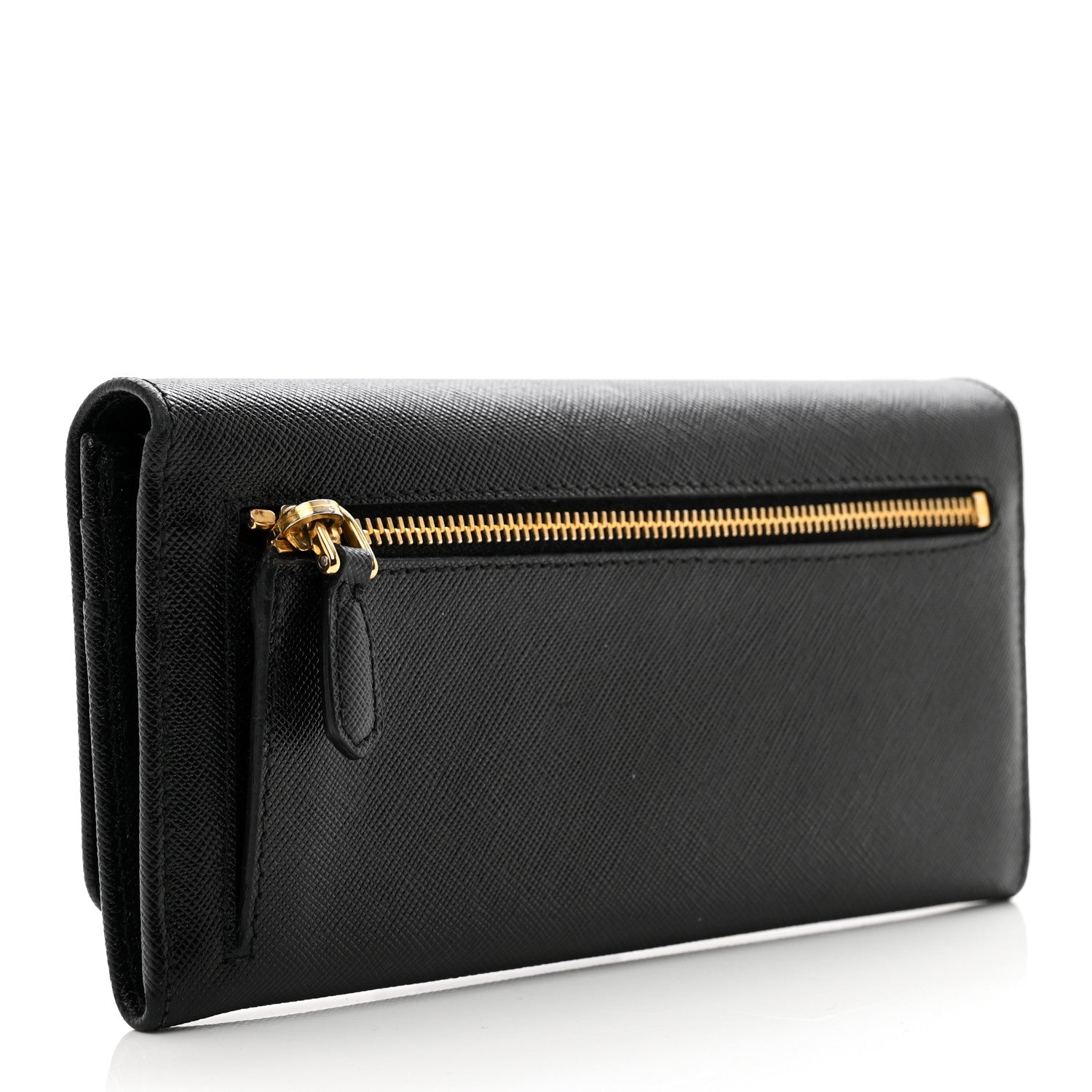 Prada Saffiano Metal Continental Flap Wallet Black 3 of 9