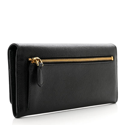 Prada Saffiano Metal Continental Flap Wallet Black 3 of 9