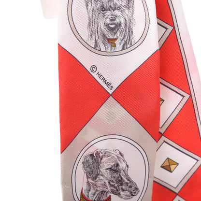 Hermes Silk Colliers Et Chiens Twilly Rouge White Mastic 4 of 4