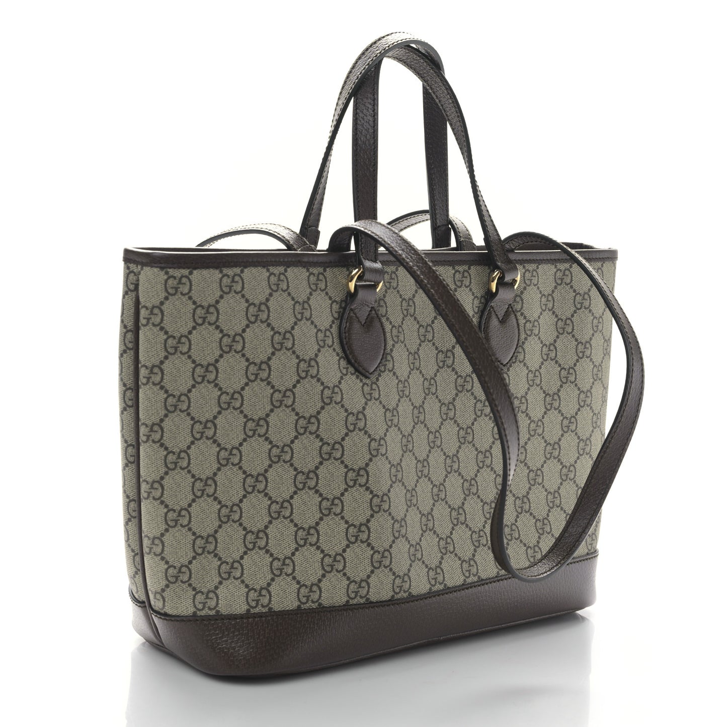 GG Supreme Monogram Textured Calfskin Small Ophidia Shoulder Tote Bag Beige Ebony New Acero