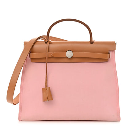 Hermes Vache Hunter Toile Herbag Zip 31 PM Rose Sakura 1 of 17