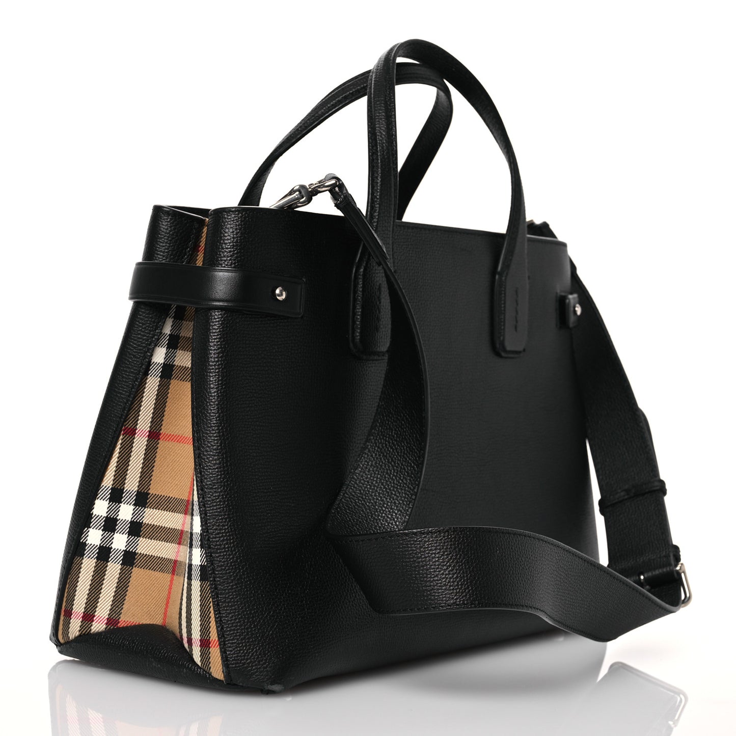 Derby Calfskin Vintage Check Medium Banner Tote Black