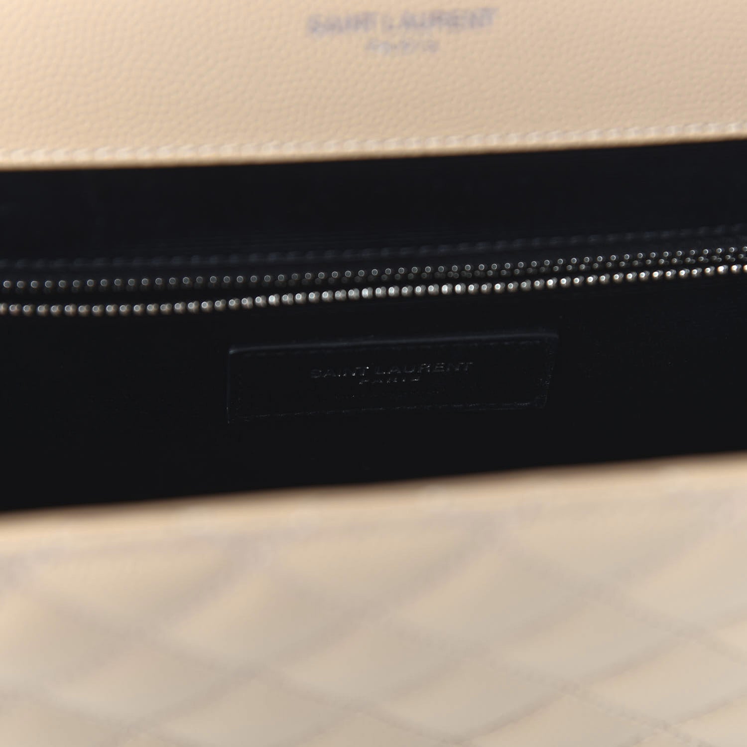 Saint Laurent Grain De Poudre Mixed Matelasse Large Triquilt Monogram Satchel Nude Powder 8 of 9
