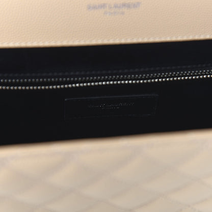 Saint Laurent Grain De Poudre Mixed Matelasse Large Triquilt Monogram Satchel Nude Powder 8 of 9