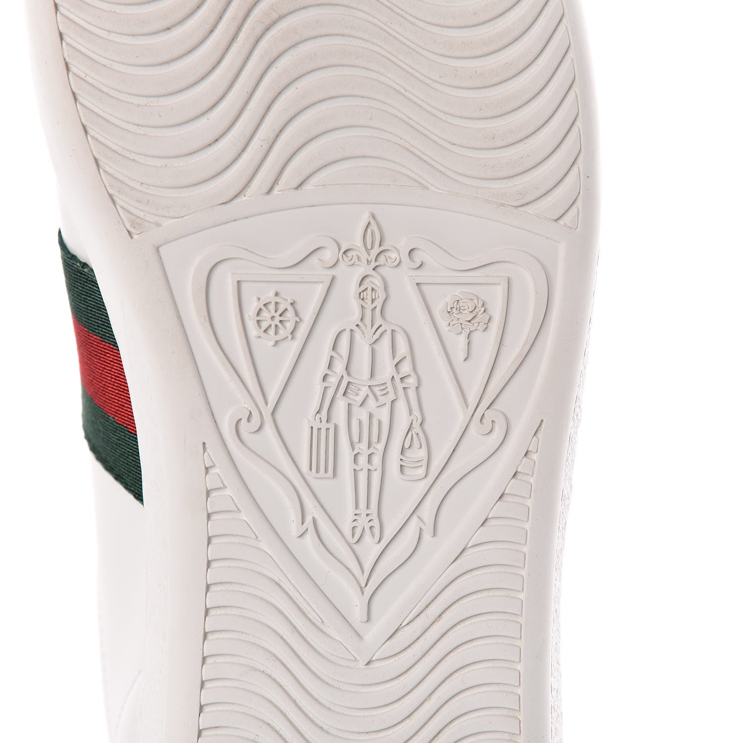Gucci Calfskin Ayers Bee Embroidered Womens Ace Sneakers 37.5 White Green 7 of 10