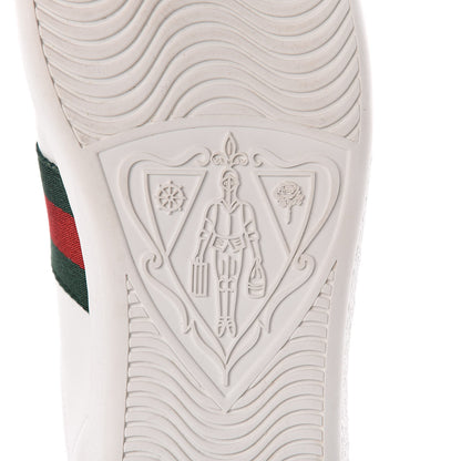 Gucci Calfskin Ayers Bee Embroidered Womens Ace Sneakers 37.5 White Green 7 of 10