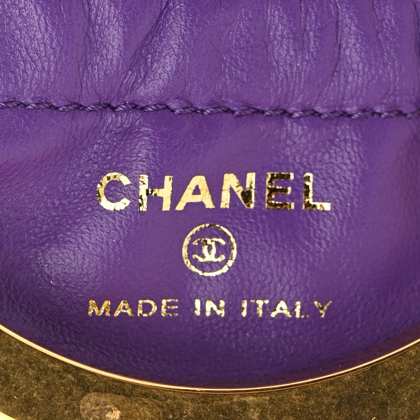Lambskin CC Minaudiere Sphere Chain Clutch Purple