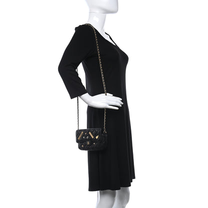 Chanel Lambskin Quilted Charm Flap Phone Holder With Chain Black 2 of 12