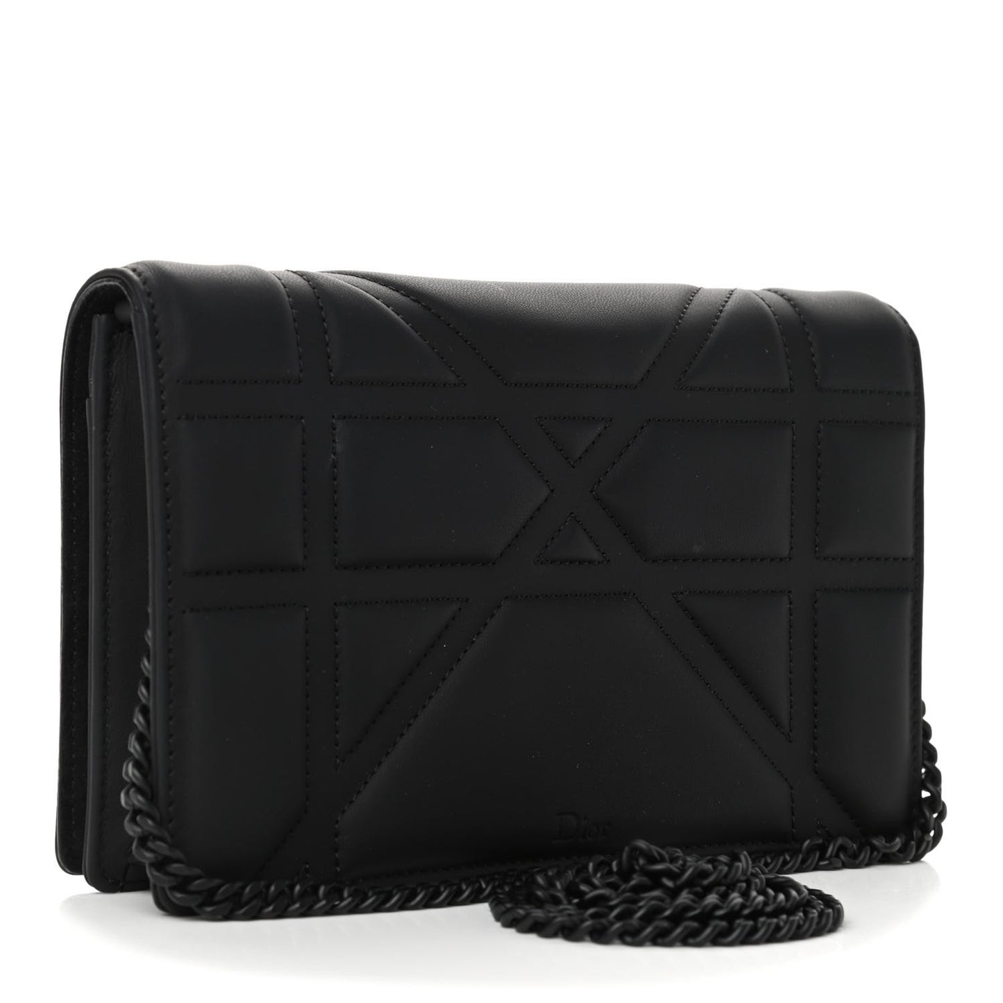 Ultra Matte Calfskin Diorama Wallet on Chain Pouch Black