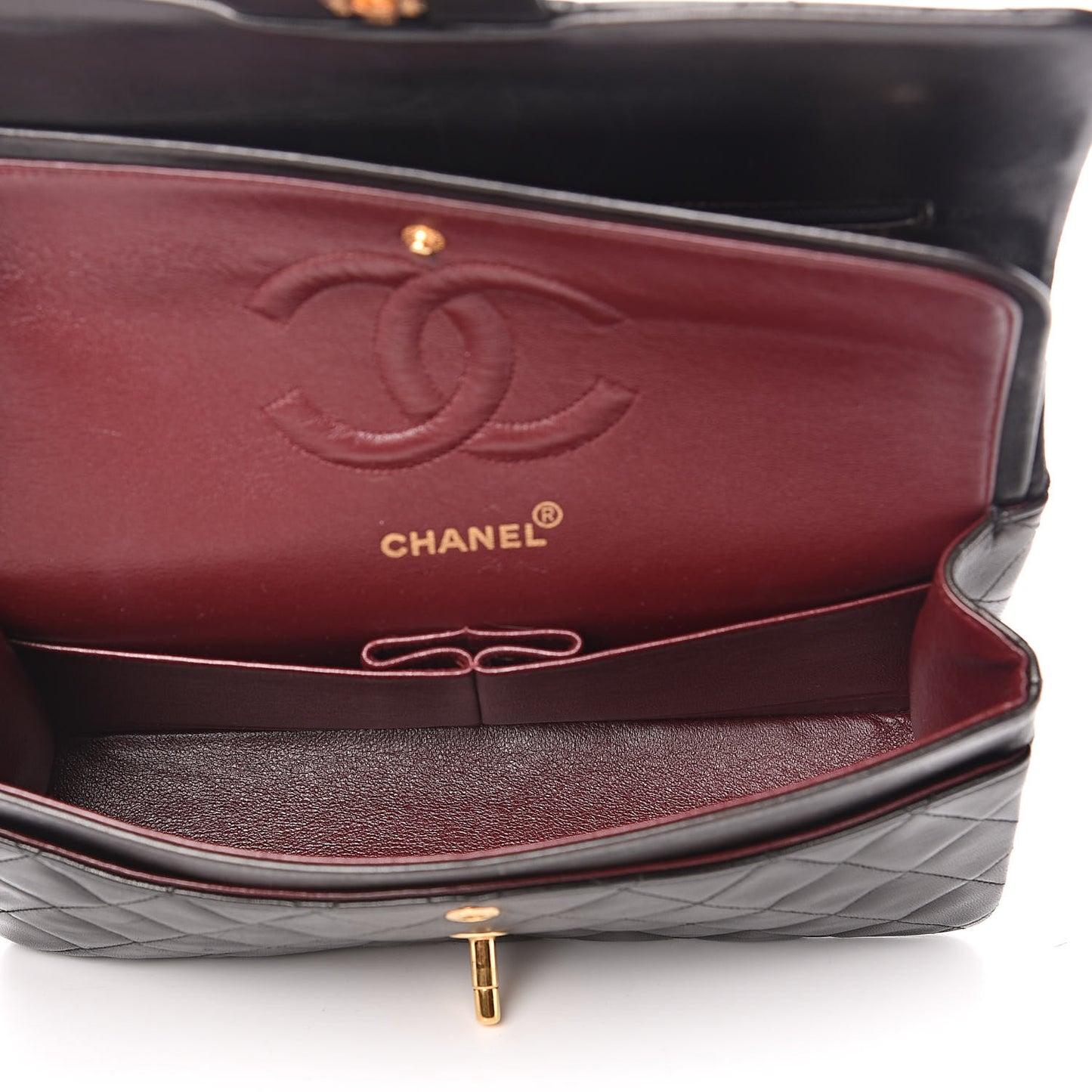Lambskin Quilted Medium Double Flap Black