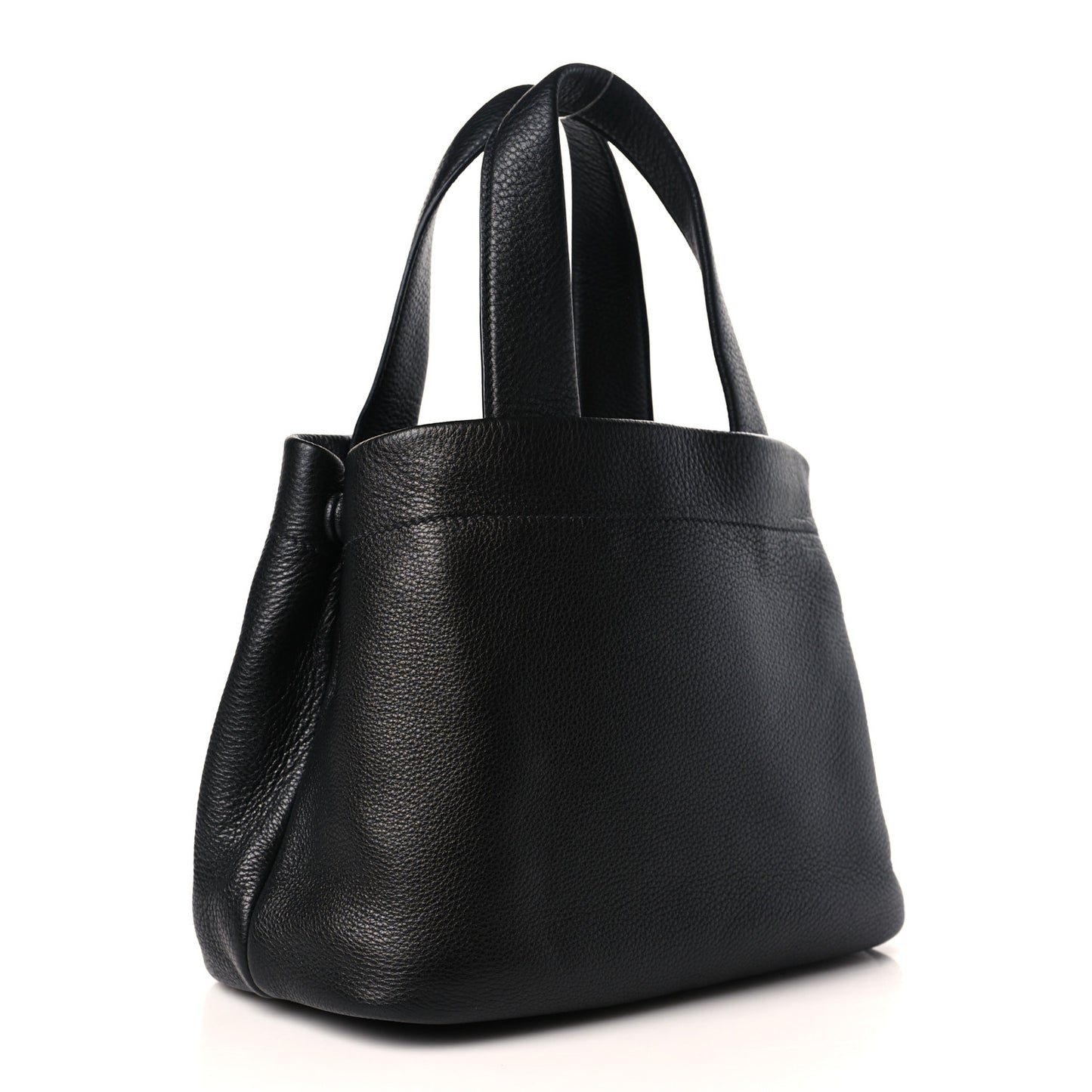 Vitello Daino Soft Perforated Logo Tote Black