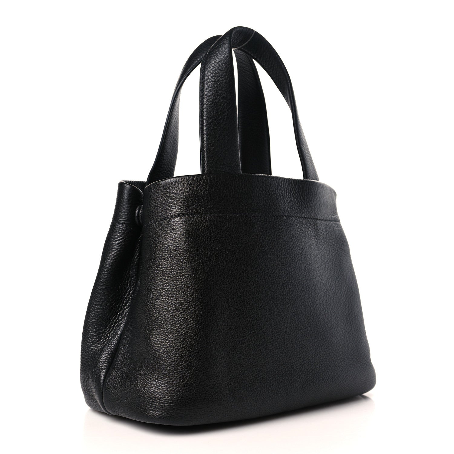 Prada Vitello Daino Soft Perforated Logo Tote Black 3 of 9