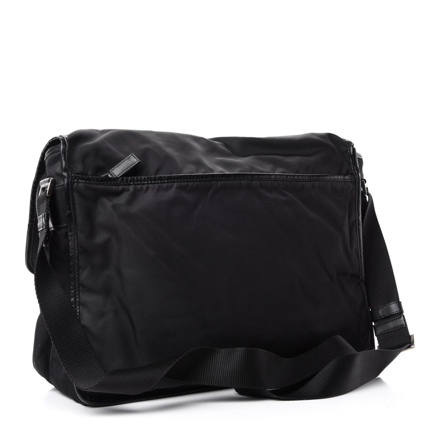Tessuto Nylon Saffiano Logo Messenger Bag Black