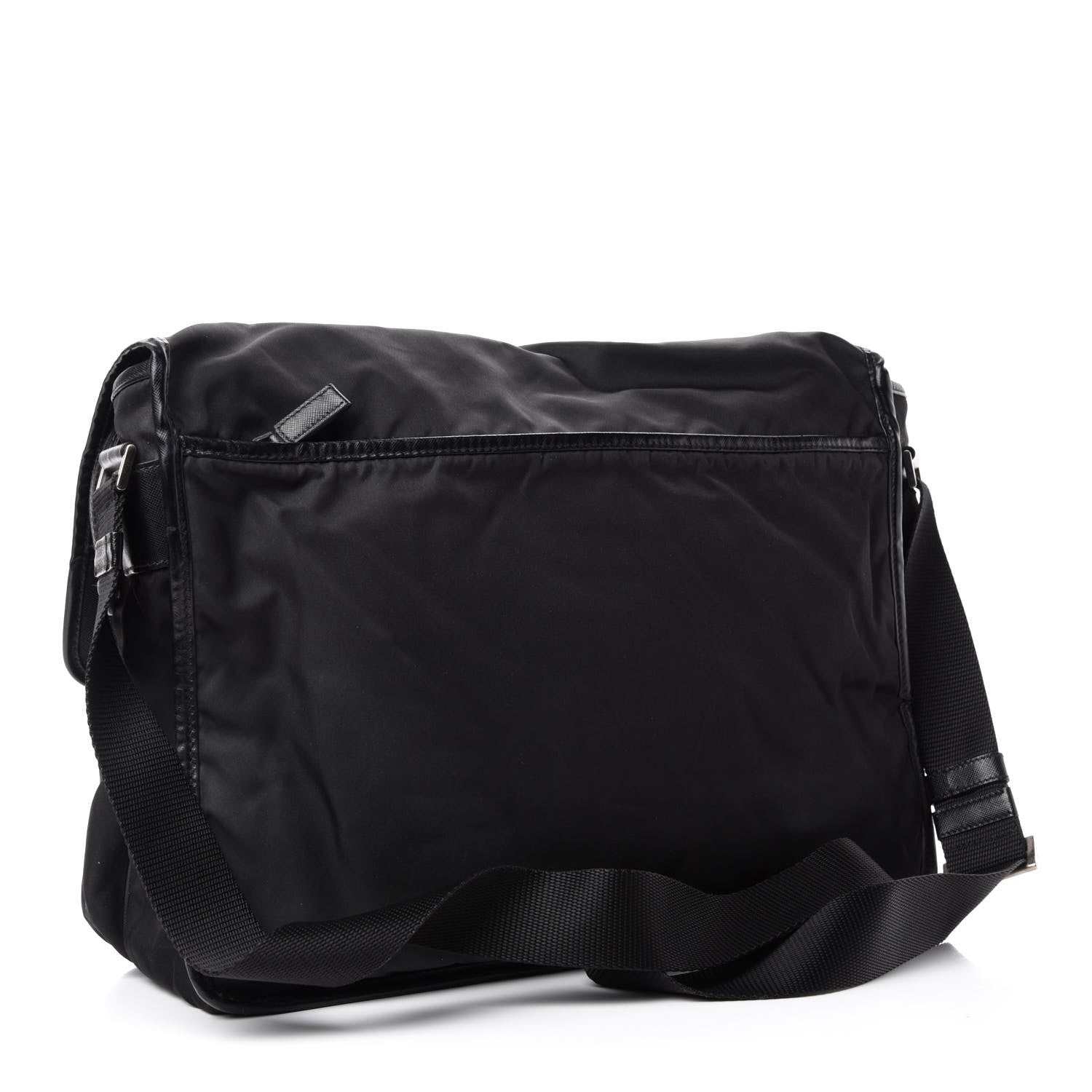 Prada Tessuto Nylon Saffiano Logo Messenger Bag Black 3 of 10
