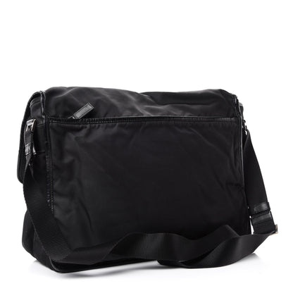 Prada Tessuto Nylon Saffiano Logo Messenger Bag Black 3 of 10
