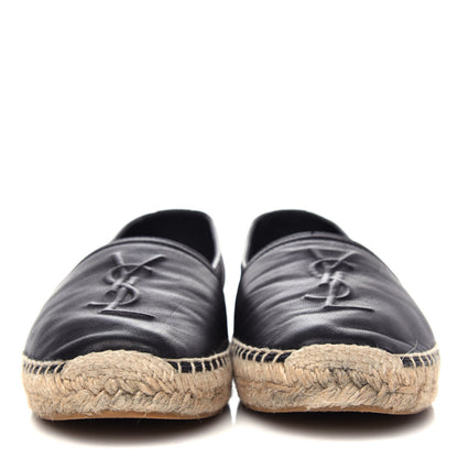 Saint Laurent Lambskin Monogram Espadrilles 38.5 Black 2 of 11
