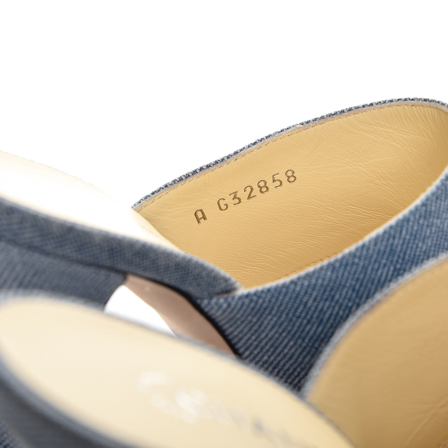 Printed Lambskin Grosgrain Cap Toe CC Mules 35 Blue Black