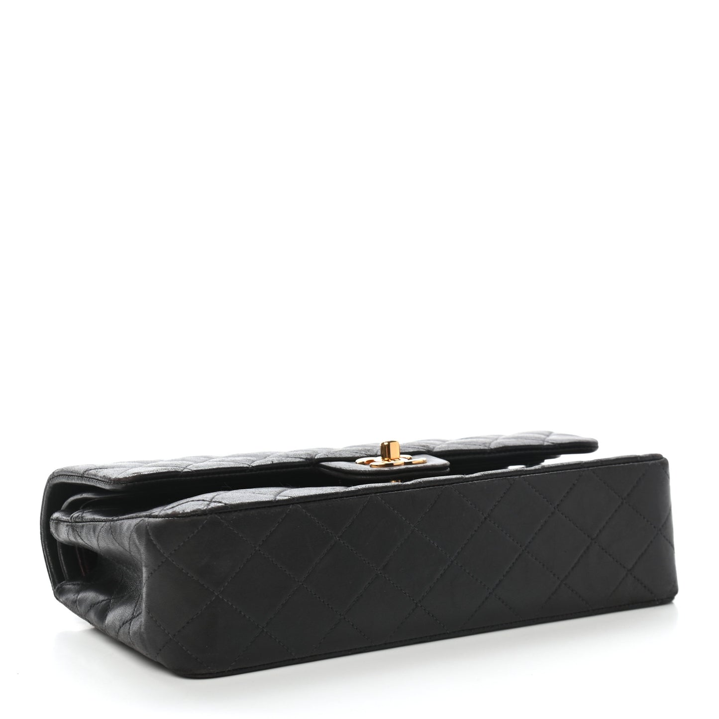 Lambskin Quilted Medium Double Flap Black