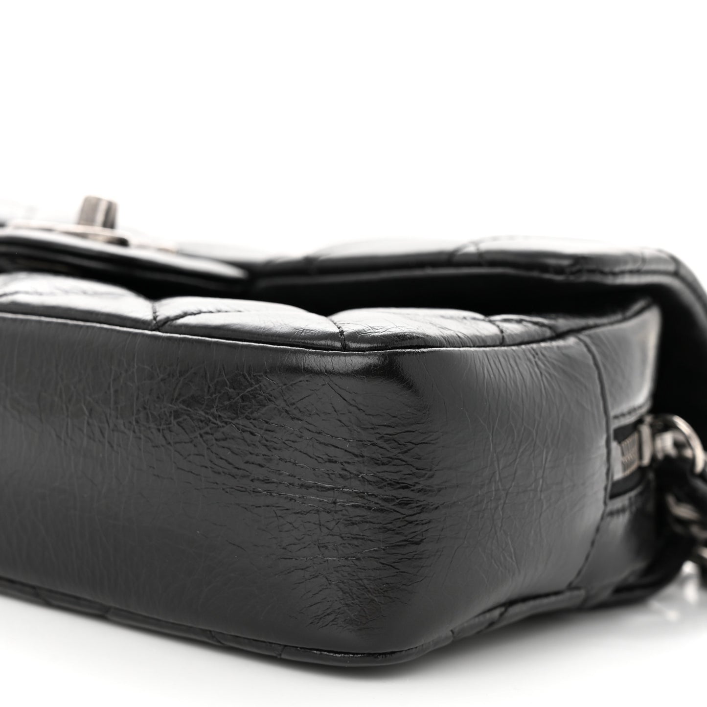 Glazed Calfskin Quilted Small Duo Color Flap Black