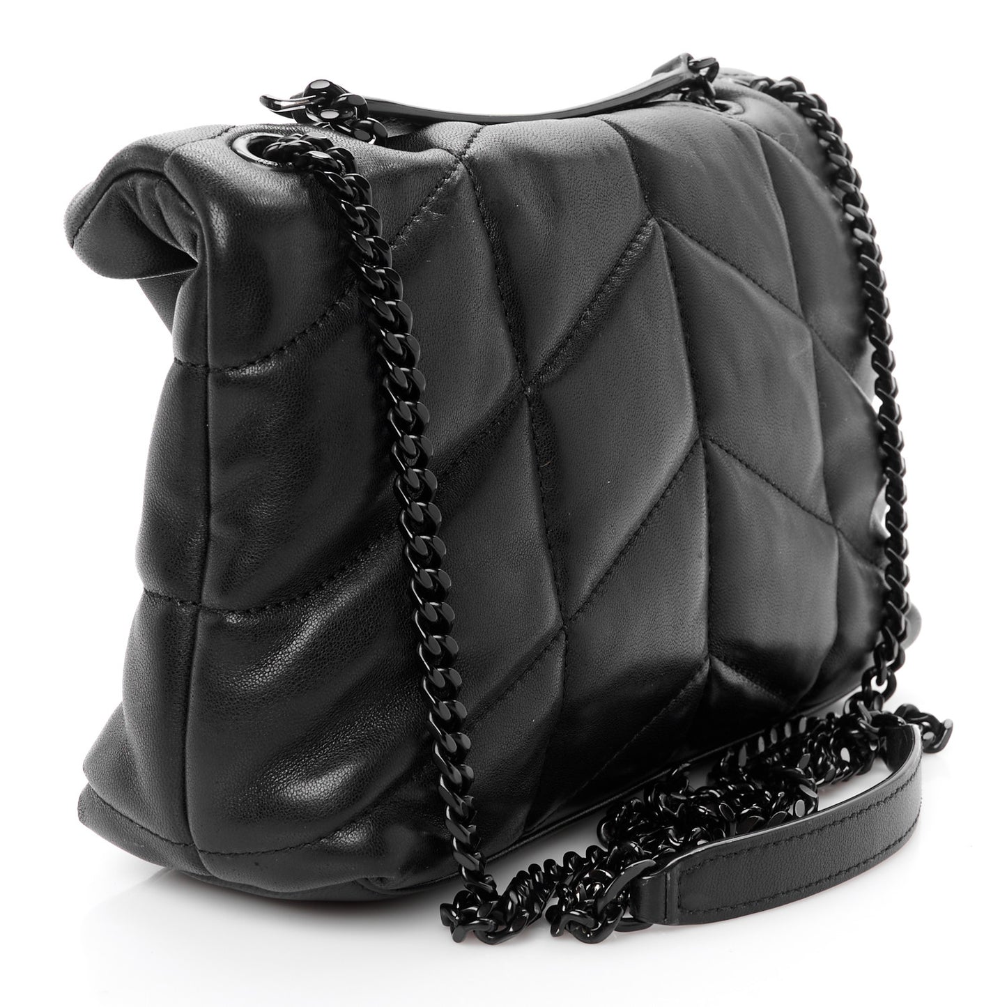 Lambskin Quilted Toy Loulou Puffer Monogram Monochrome Chain Satchel Black