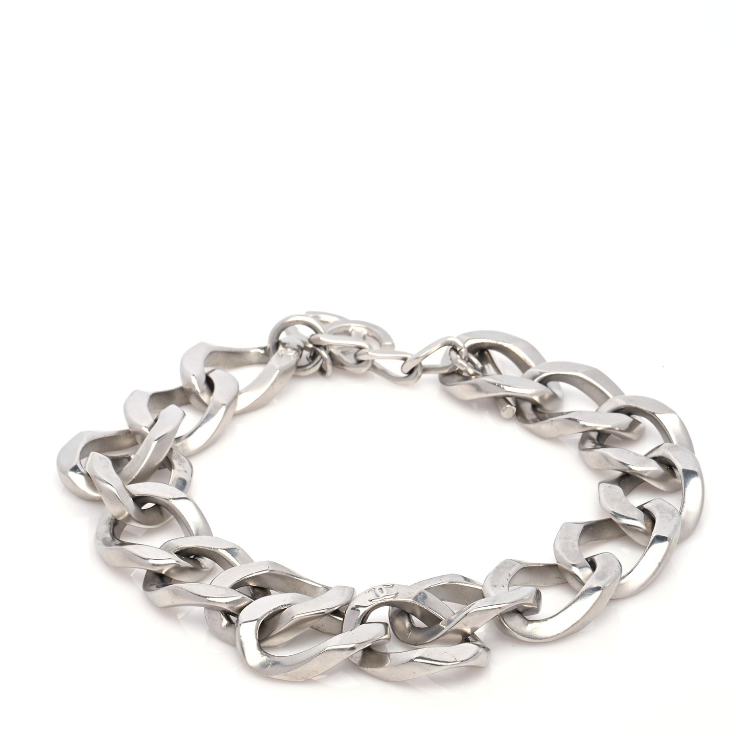 Chain Link CC Choker Necklace Silver