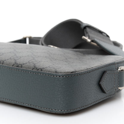 Gucci GG Supreme Monogram Textured Dollar Calfskin Web Ophidia Wristlet Shoulder Bag Grey Black Graphite Grey 11 of 11