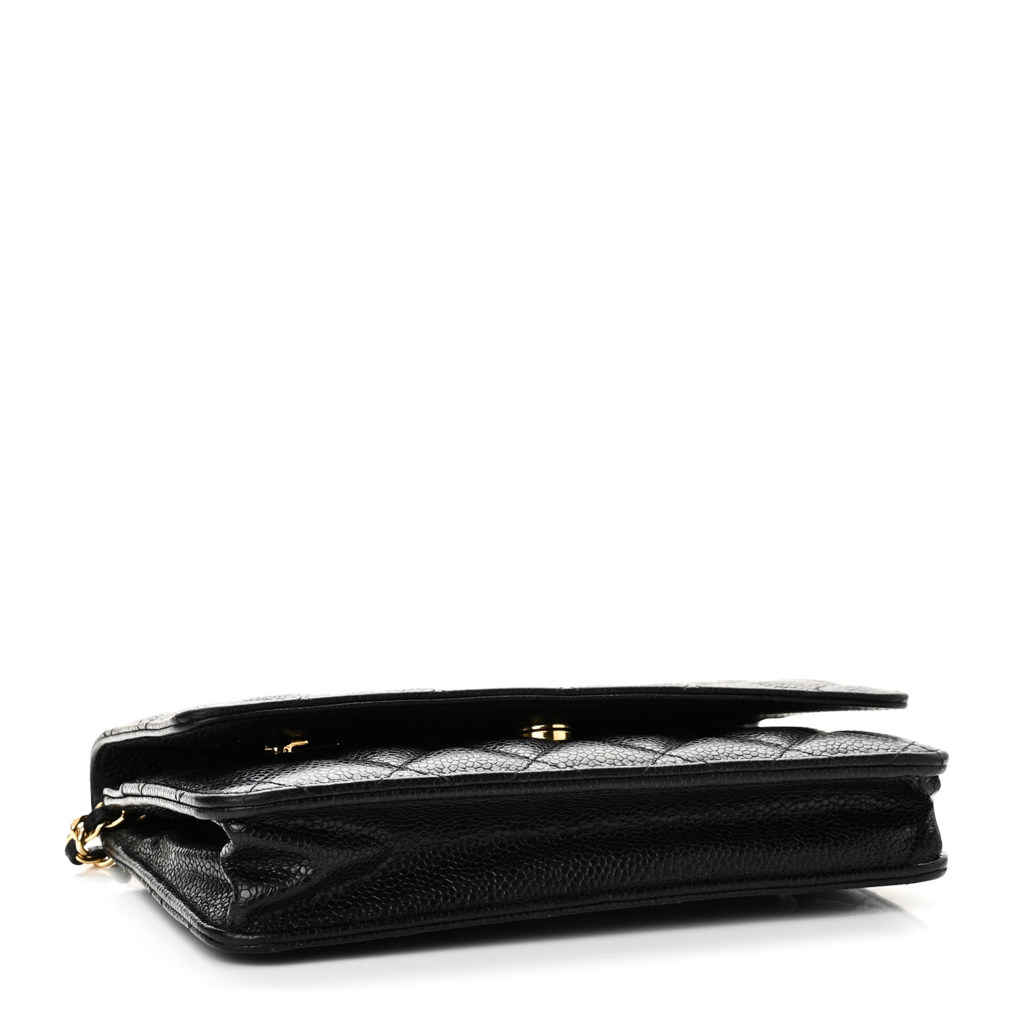 Caviar Quilted Wallet on Chain WOC Black