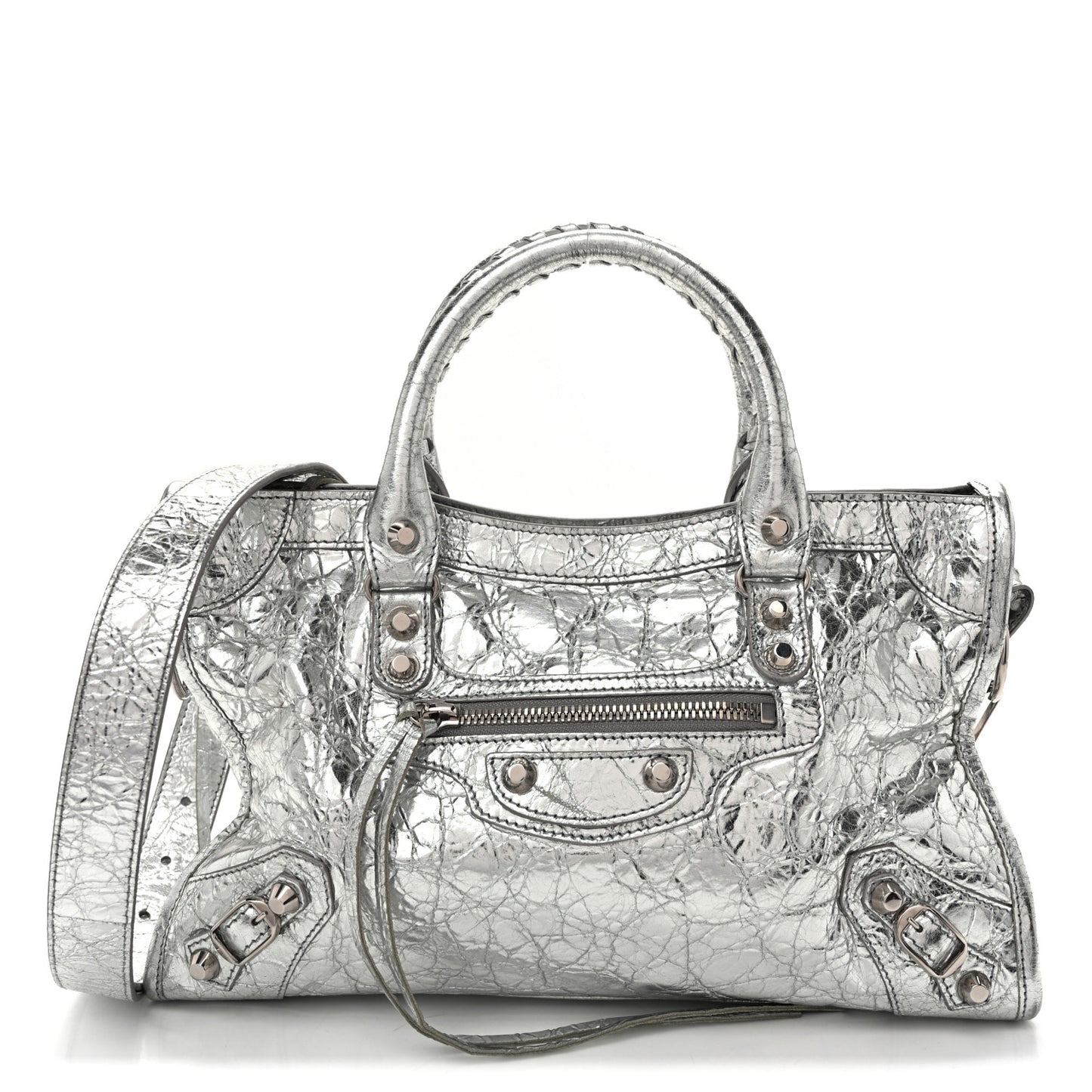 Metallic Agneau Silver Hardware Small Le City Silver