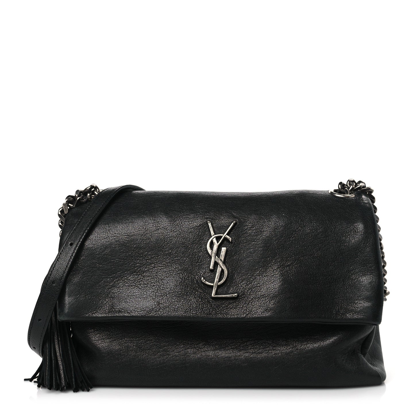 Sheepskin Medium West Hollywood Monogram Fold-Over Bag Black