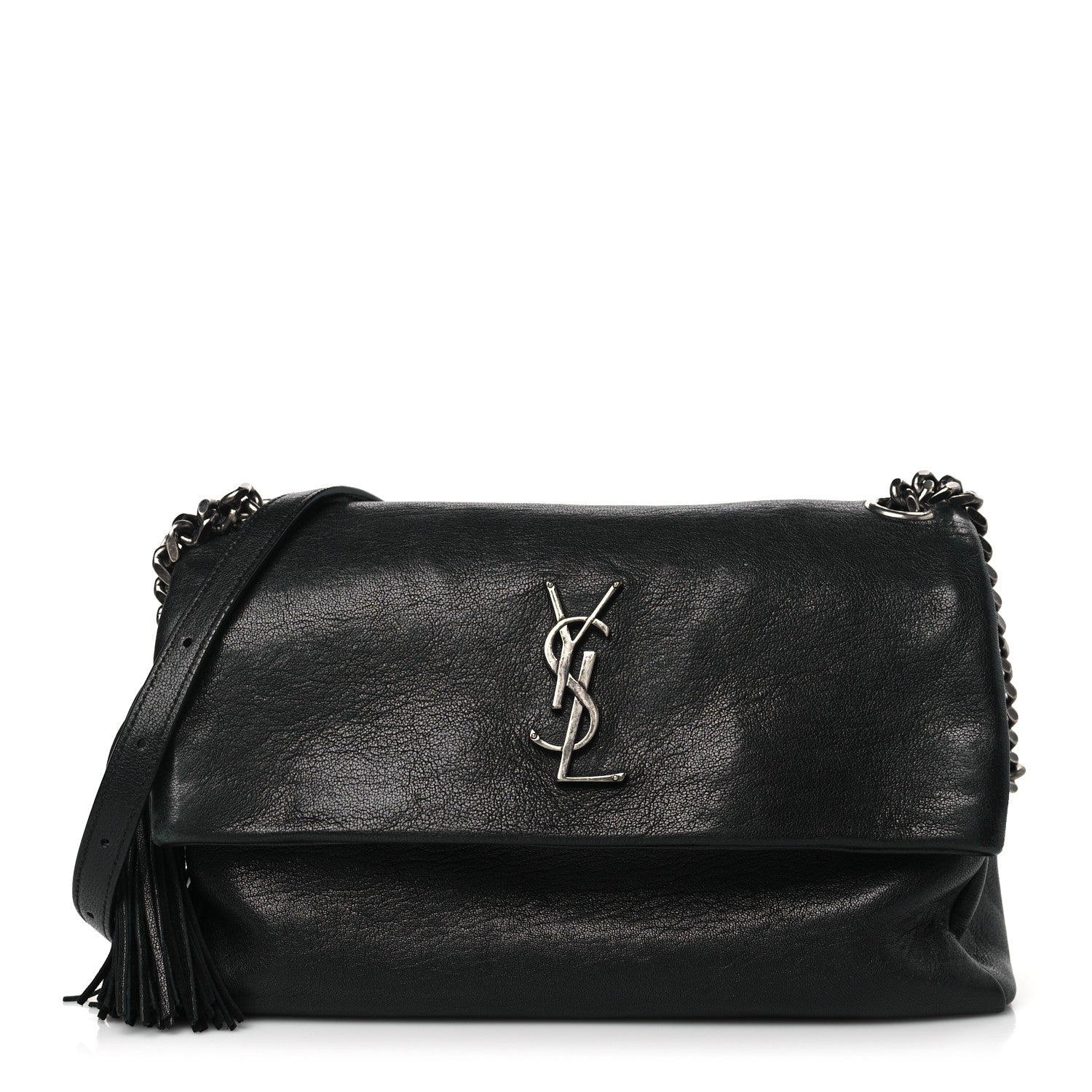 Saint Laurent Sheepskin Medium West Hollywood Monogram Fold-Over Bag Black 1 of 9
