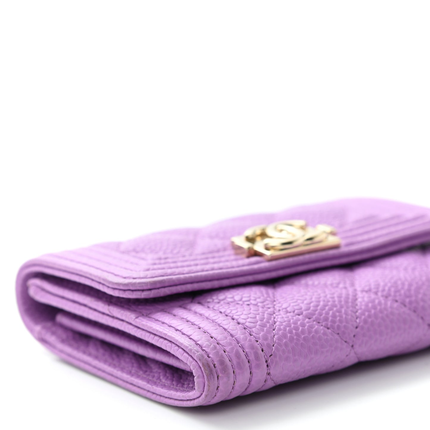 Caviar Quilted Boy Flap Card Holder Purple