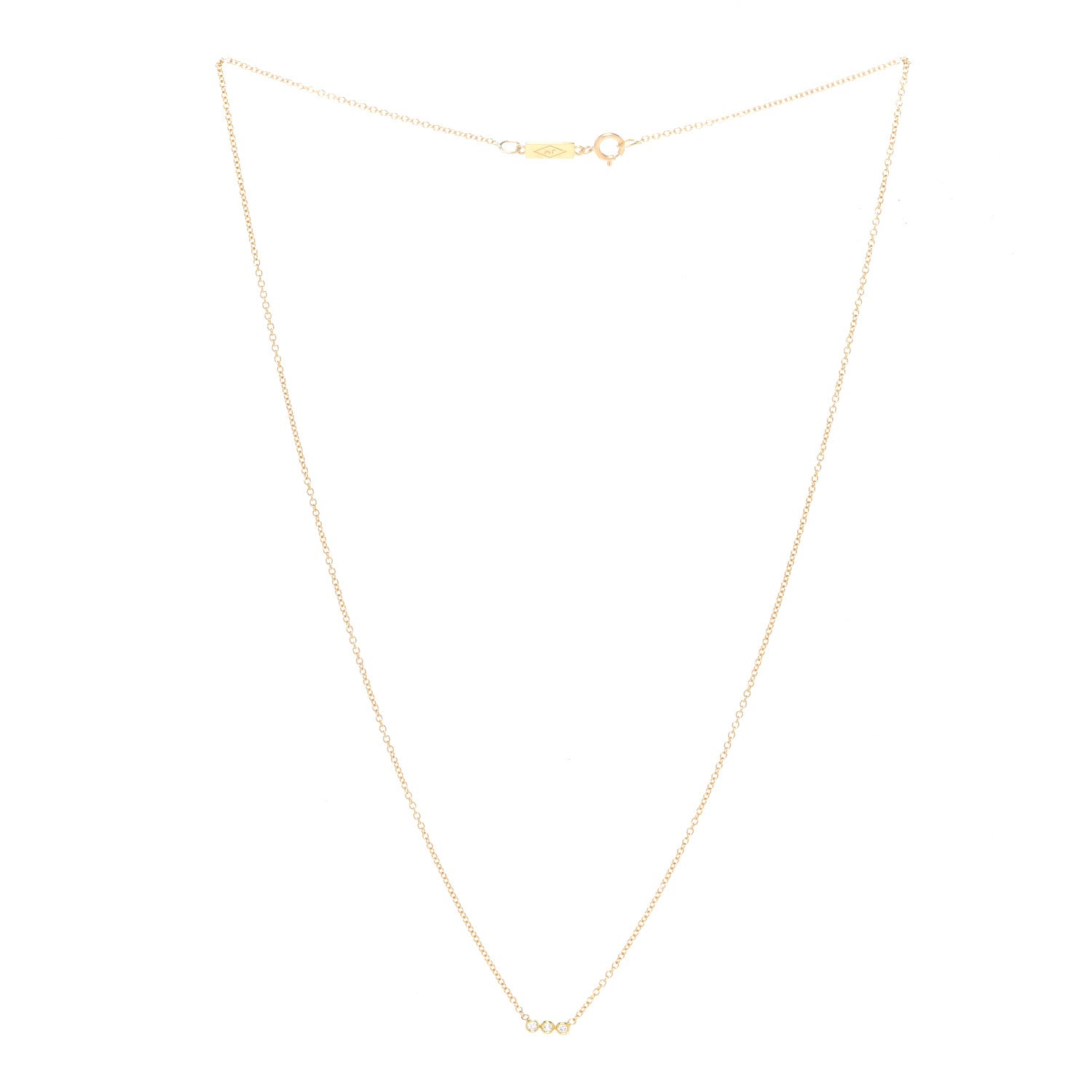 Jennifer Meyer 18K Yellow Gold Diamond 3 Diamond Pendant Necklace 3 of 5