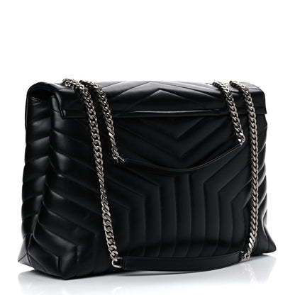 Saint Laurent Calfskin Y Quilted Monogram Large Loulou Chain Satchel Black 3 of 17