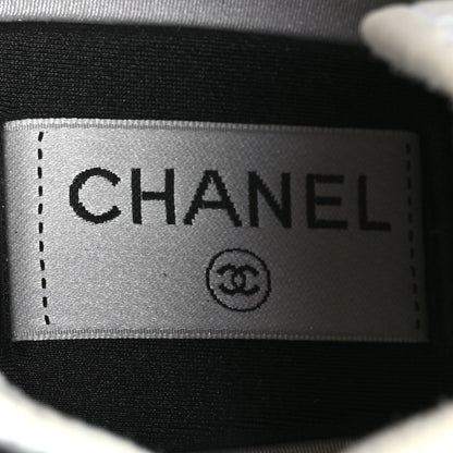 Chanel Velvet Calfskin Mixed Fibers CC Sneakers 39.5 Ivory Black 6 of 8