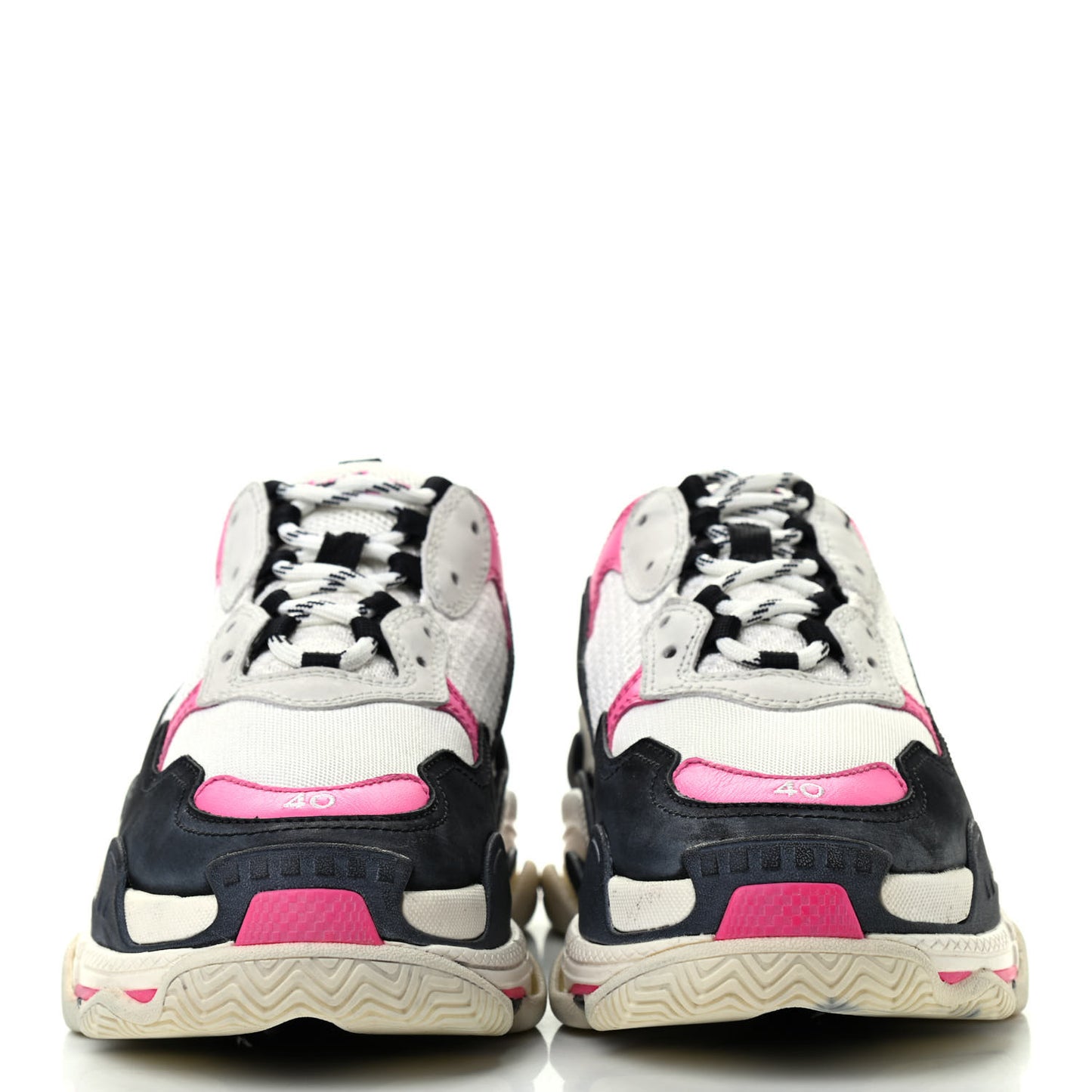 Fabric Mesh Womens Triple S Sneakers 40 Rose Fluo Black White