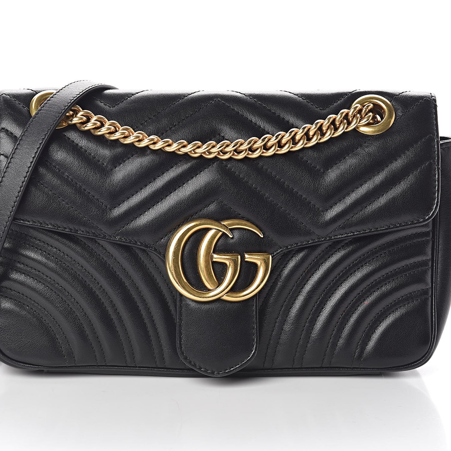 Calfskin Matelasse Small GG Marmont Shoulder Bag Black