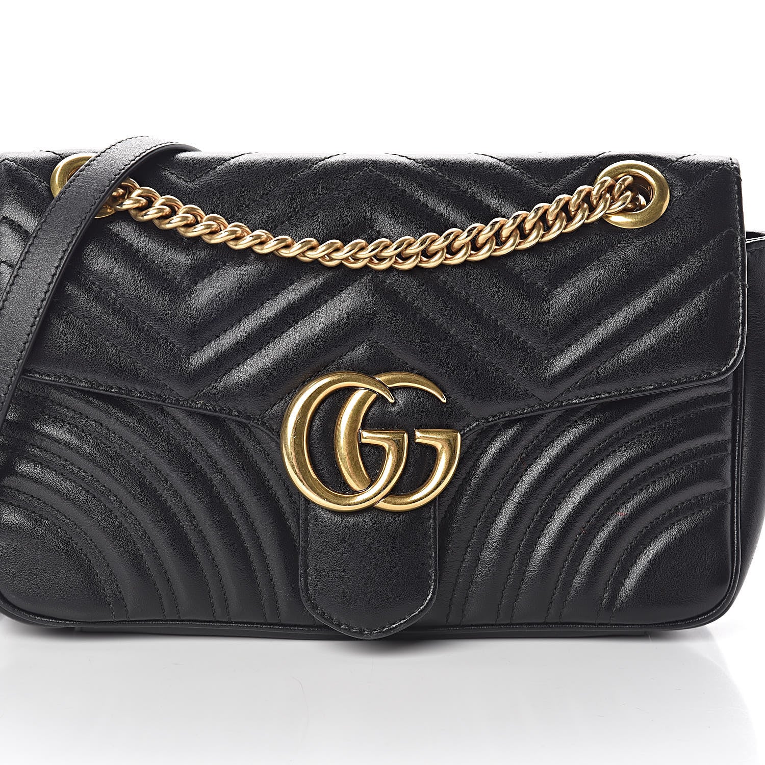 Gucci Calfskin Matelasse Small GG Marmont Shoulder Bag Black 10 of 10