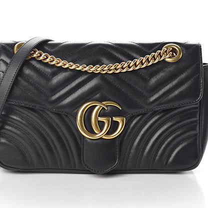 Gucci Calfskin Matelasse Small GG Marmont Shoulder Bag Black 10 of 10
